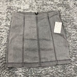 Free People Skirt Woman 8 Gray Modern Novelty Mini Skirt Denim Preppy